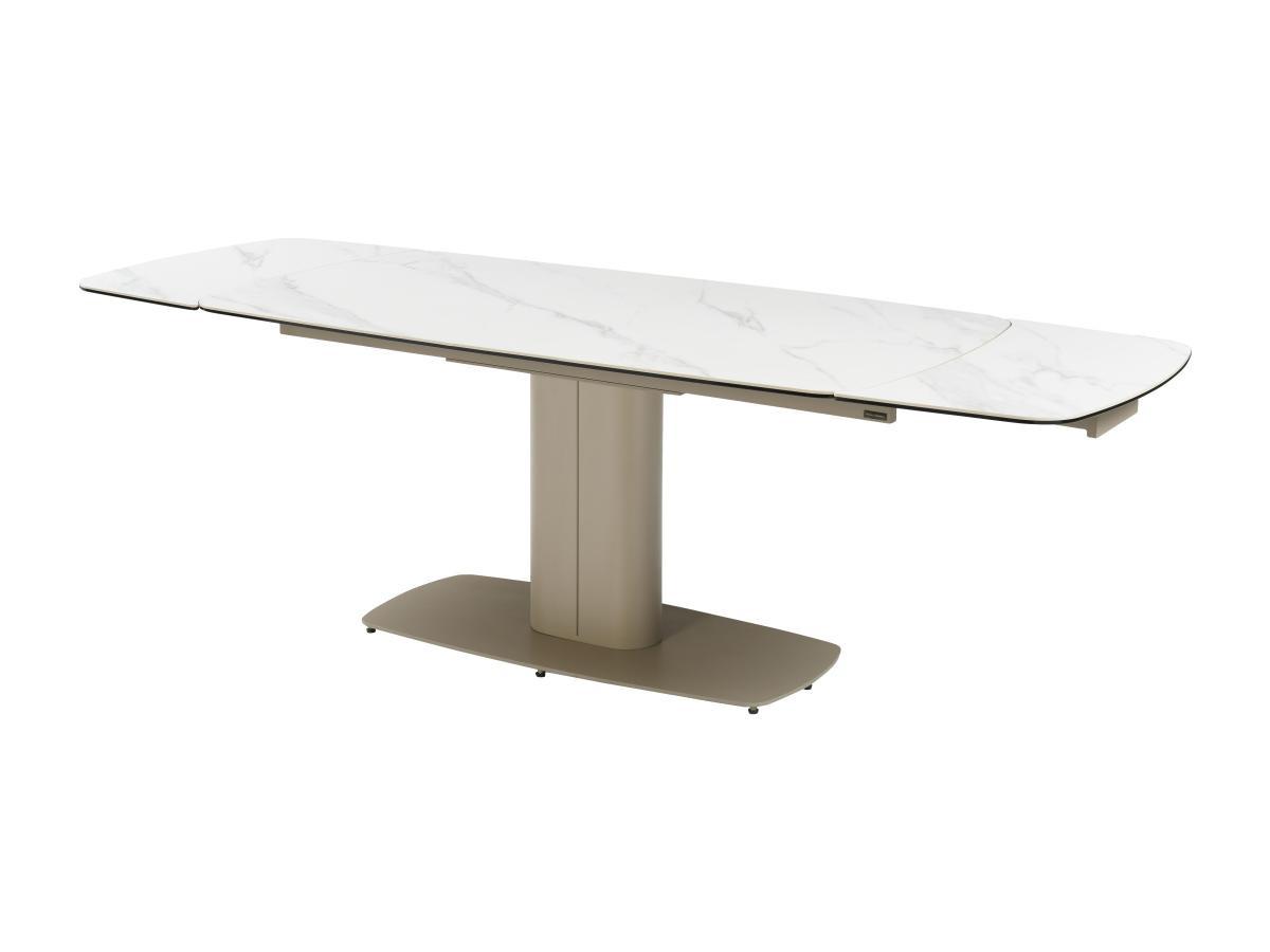 PASCAL MORABITO Table à manger extensible 6 à 10 personnes en céramique et métal - Effet marbre blanc et taupe - CARIOULA de Pascal MORABITO  