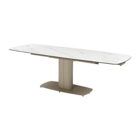 PASCAL MORABITO Table à manger extensible 6 à 10 couverts en céramique et métal - Effet marbre blanc et taupe - CARIOULA de Pascal MORABITO  