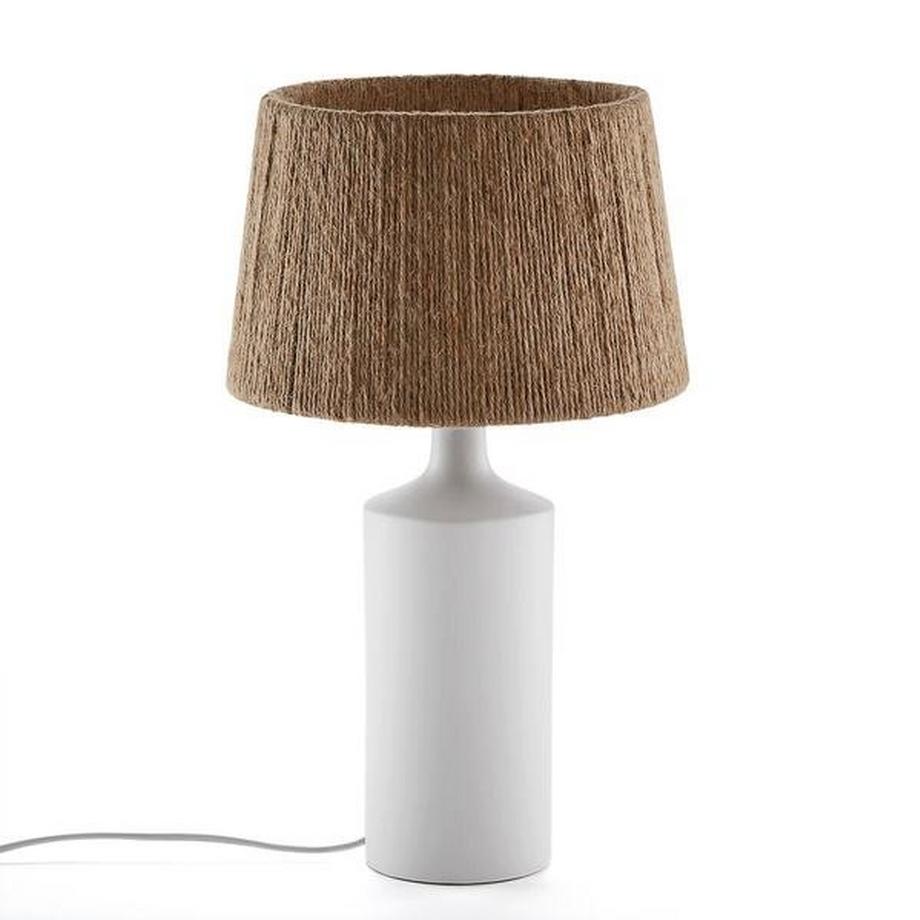 Lampe à poser céramique et chanvre