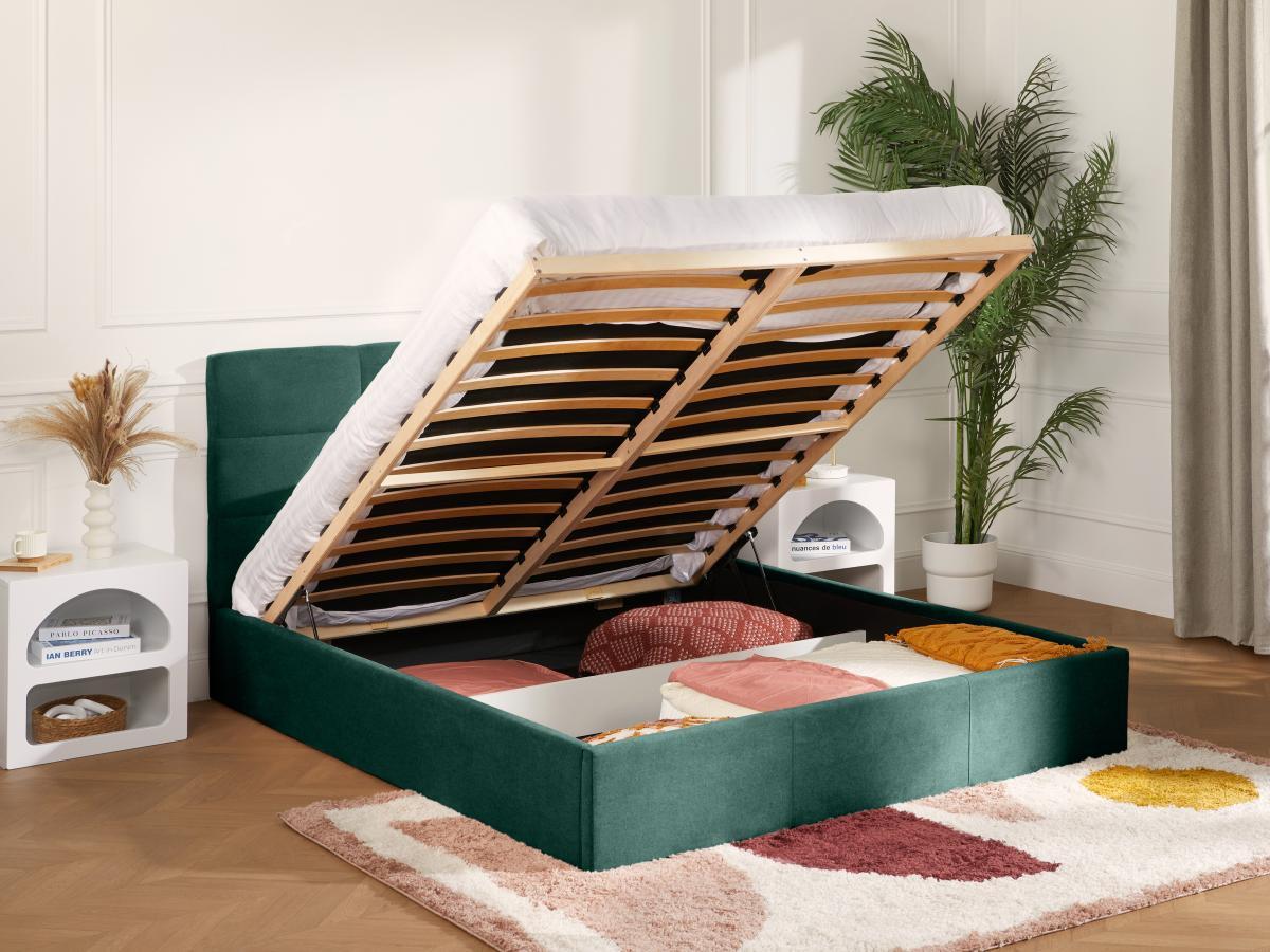 PASCAL MORABITO Lit coffre 180 x 200 cm - Tissu - Vert sapin + Matelas - ELIAVA de Pascal Morabito  