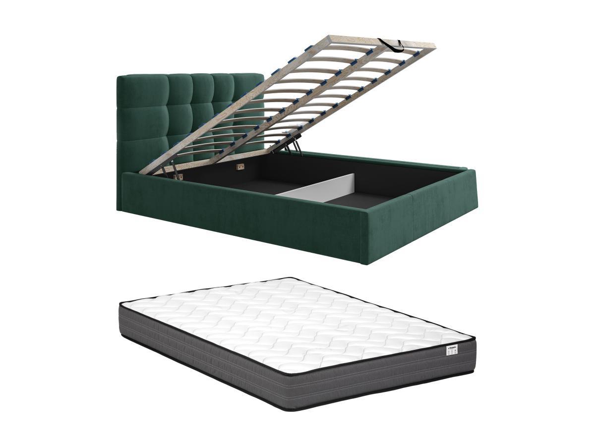 PASCAL MORABITO Lit coffre 180 x 200 cm - Tissu - Vert sapin + Matelas - ELIAVA de Pascal Morabito  