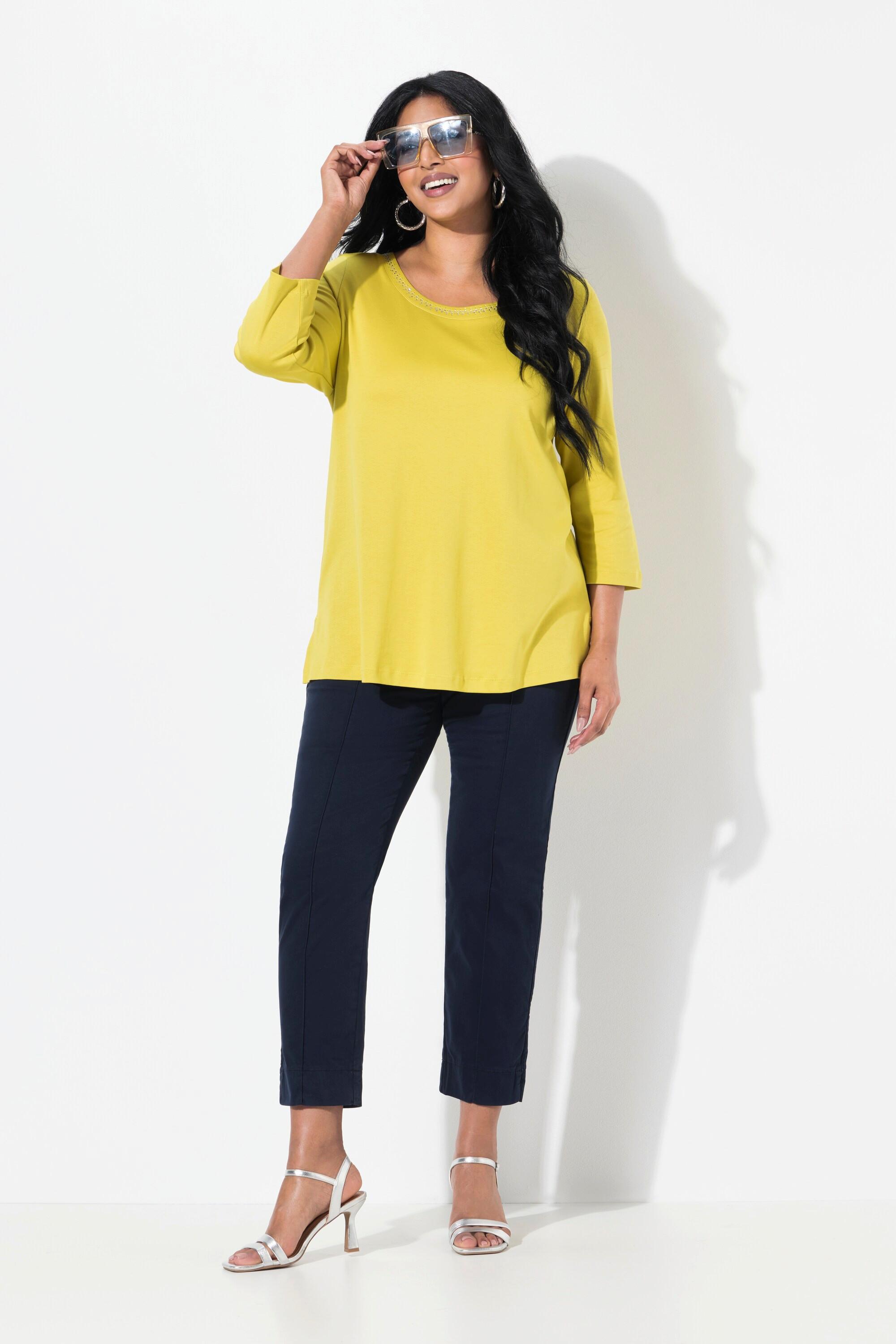 Ulla Popken Biesen Schmales Bein Elastikbund Schlitze Hose  