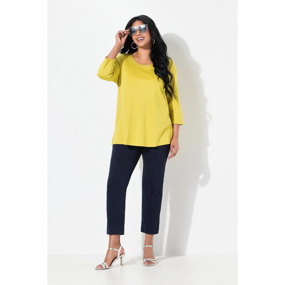 Ulla Popken Passepoil Jambe Ajustée Taille Élastique Fente Pantalon  