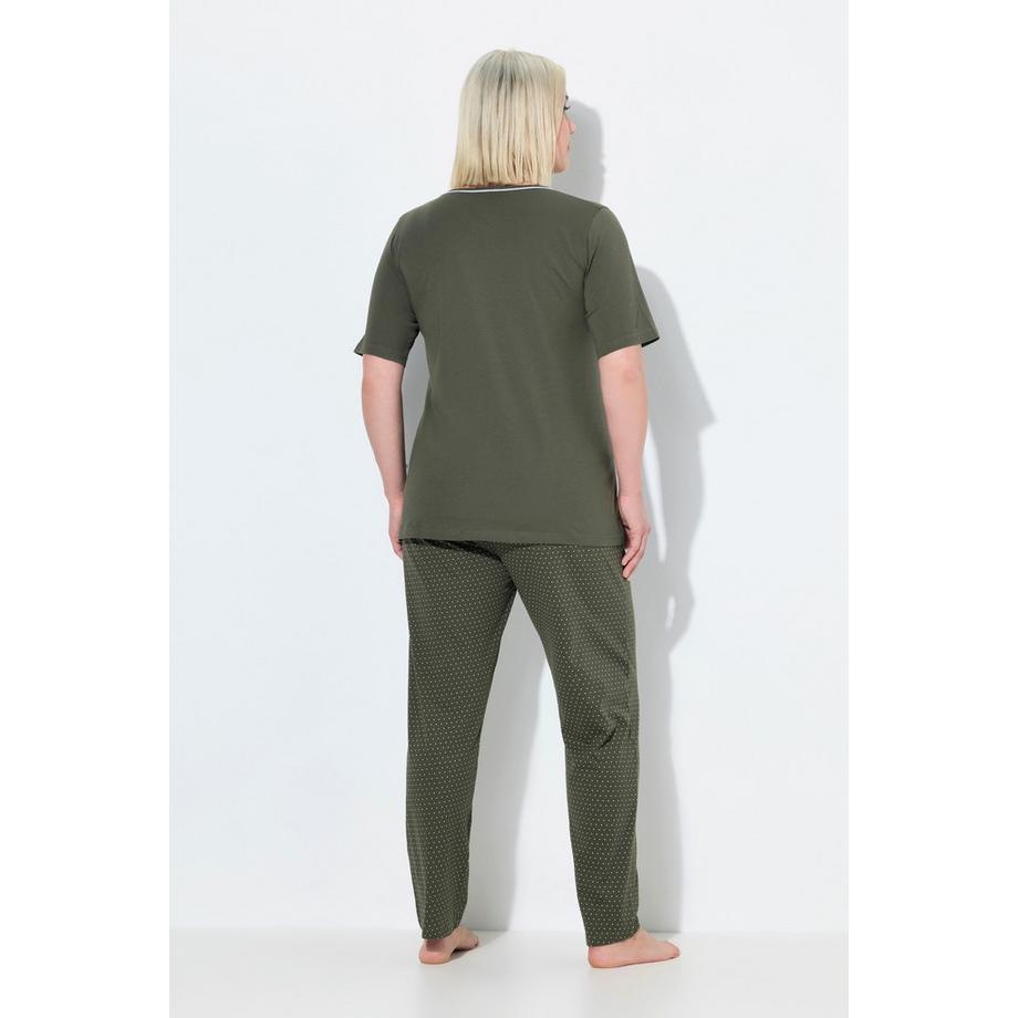 Ulla Popken Pyjama à pois col rond manches courtes  