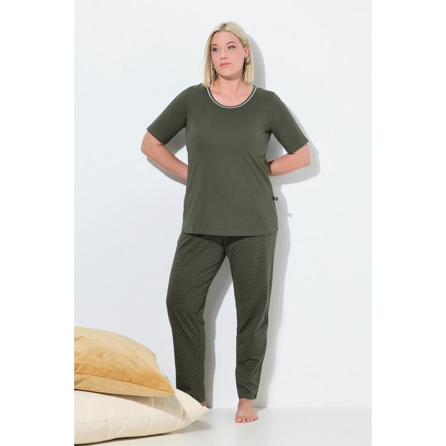 Ulla Popken Pyjama à pois col rond manches courtes  