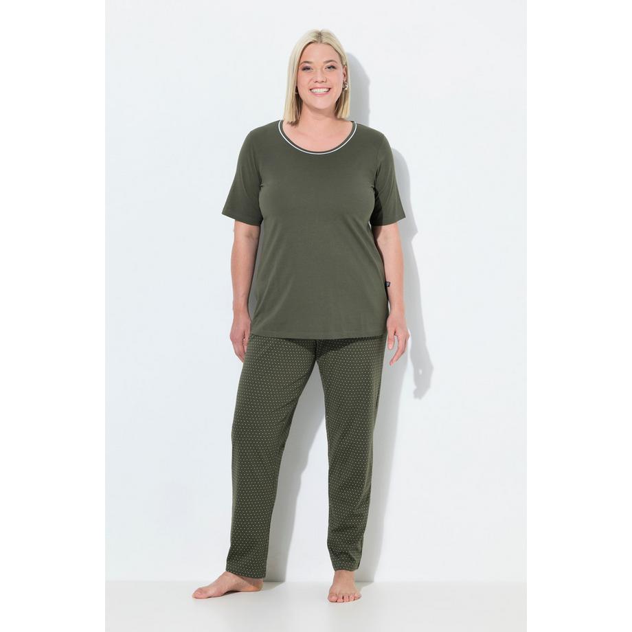 Ulla Popken Pyjama à pois col rond manches courtes  