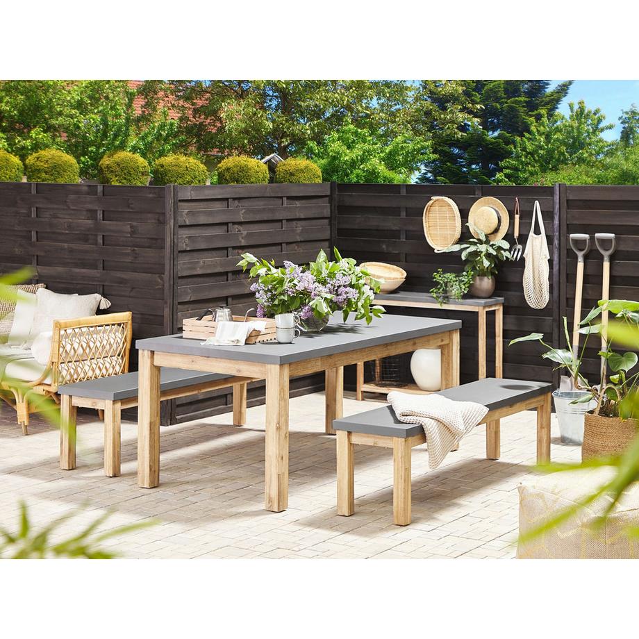 Beliani Table de salle à manger de jardin en Fibre-ciment Industriel OSTUNI  