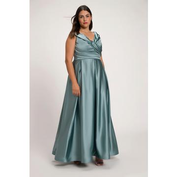 Robe de soirée, drapé, ligne A, décolleté V, sans manches