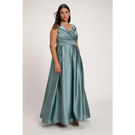 Ulla Popken  Abendkleid, drapiert, A-Linie, V-Ausschnitt, ärmellos 