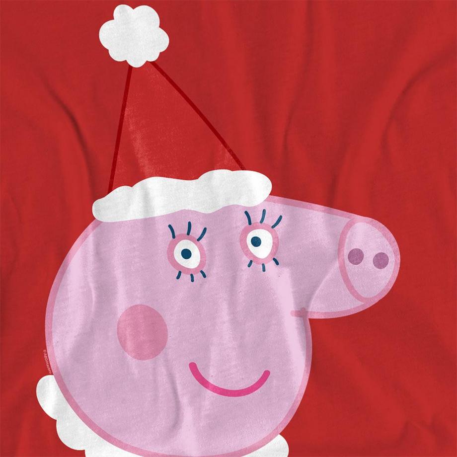 Peppa Pig T-Shirt Graphique Bonnet de Père Noël  