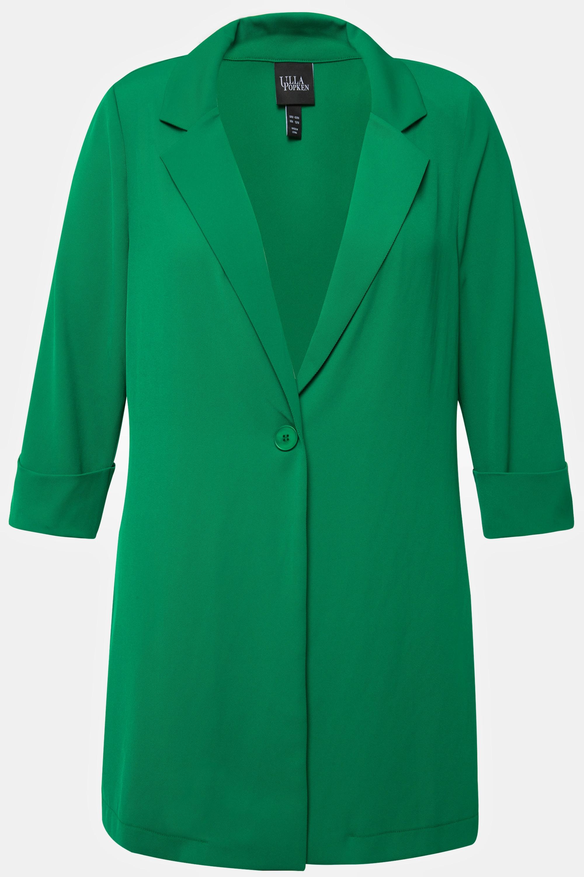 Ulla Popken  Blazer, col à revers, fermeture à bouton, manches 3/4 