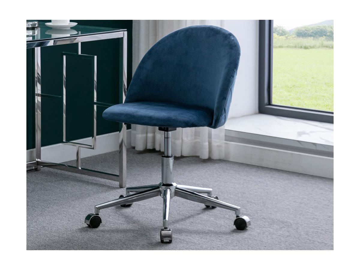 Vente-unique Chaise de bureau - Velours - Bleu - Hauteur réglable - MELBOURNE  