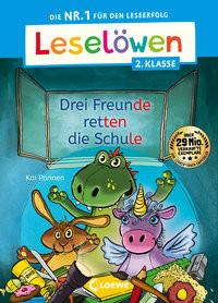 Leselöwen 2. Klasse - Drei Freunde retten die Schule Pannen, Kai; Loewe Erstlesebücher (Hrsg.); Loewe Erstes Selberlesen (Hrsg.); Pannen, Kai (Illustrationen) Couverture rigide 