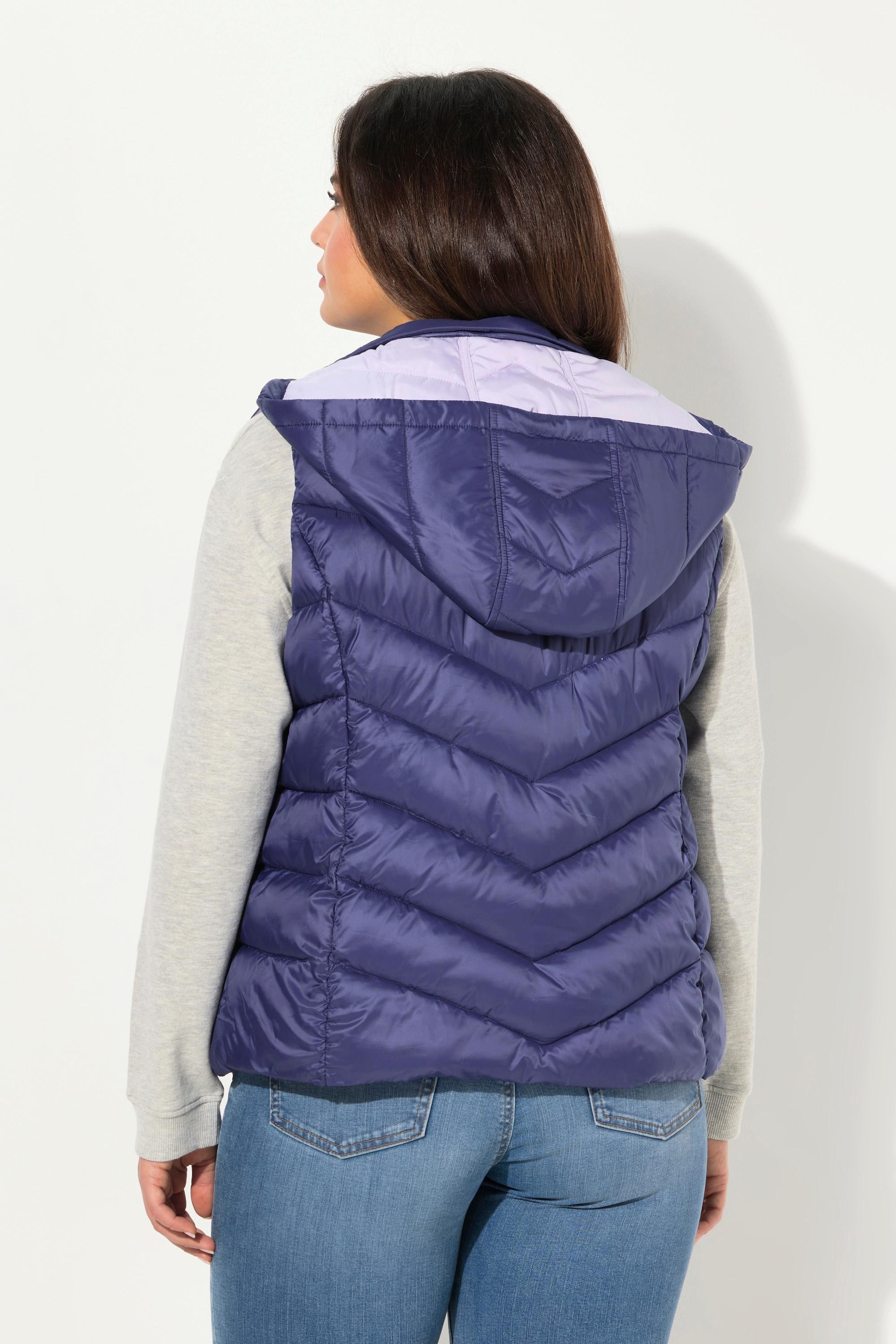 Ulla Popken Gilet Trapuntato Idrorepellente Cappuccio Staccabile Senza Maniche  