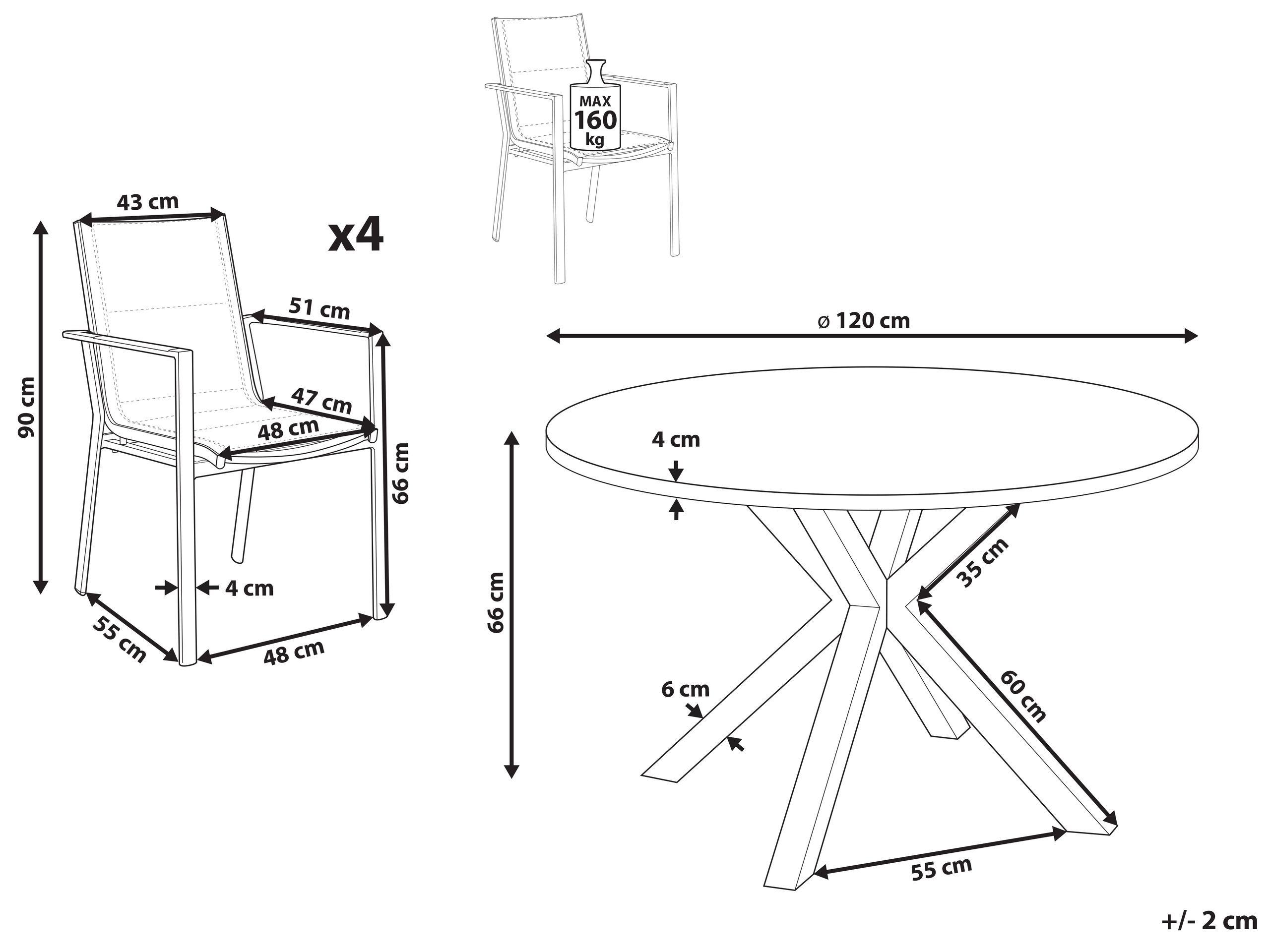 Beliani Ensemble de jardin en Aluminium Moderne MALETTO/BUSSETO  