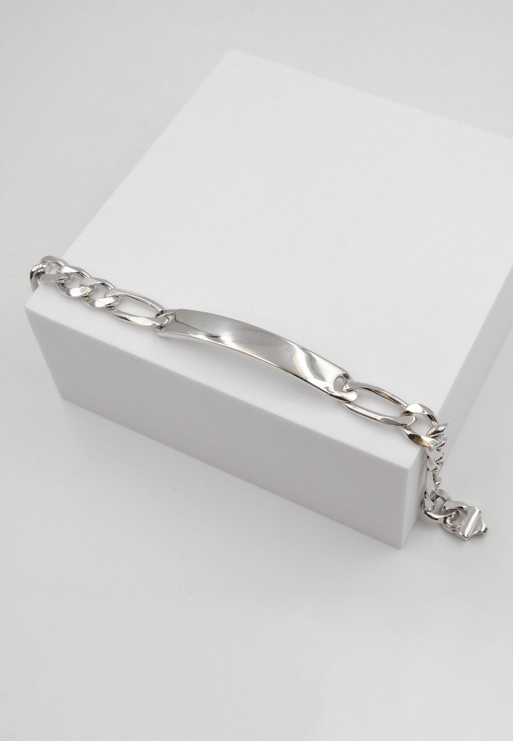 MUAU Schmuck  Bracelet d'insigne en argent 925 figaro, 8mm, 21cm 
