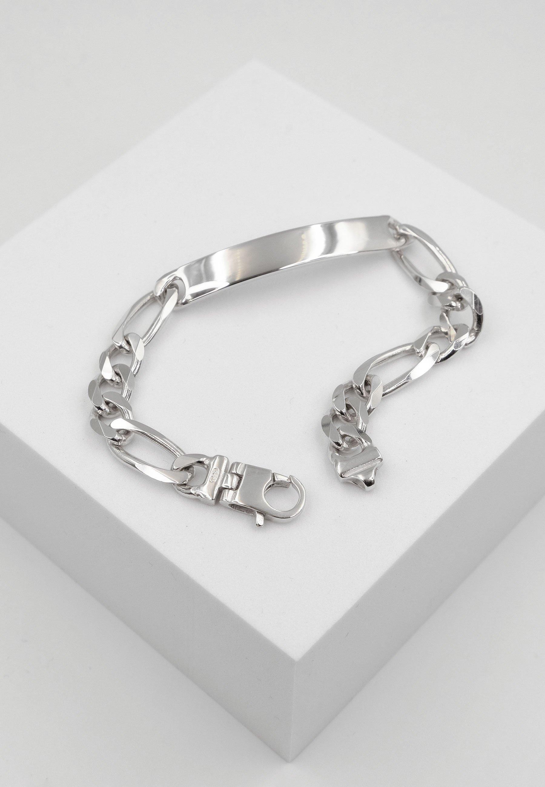 MUAU Schmuck  Bracelet d'insigne en argent 925 figaro, 8mm, 21cm 