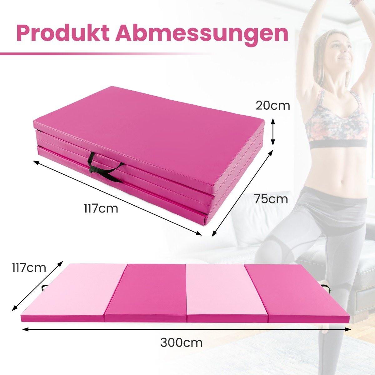 Northio  Tapis de sol souple en simili cuir 300 x 117 x 5 cm avec fermeture grimpante et poignées de transport rose 