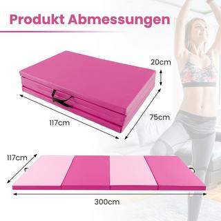 Northio  Tapis de sol souple en simili cuir 300 x 117 x 5 cm avec fermeture grimpante et poignées de transport rose 