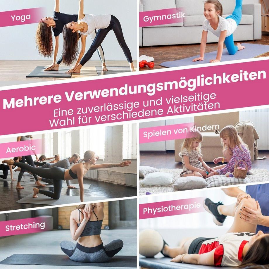 Northio  Tapis de sol souple en simili cuir 300 x 117 x 5 cm avec fermeture grimpante et poignées de transport rose 