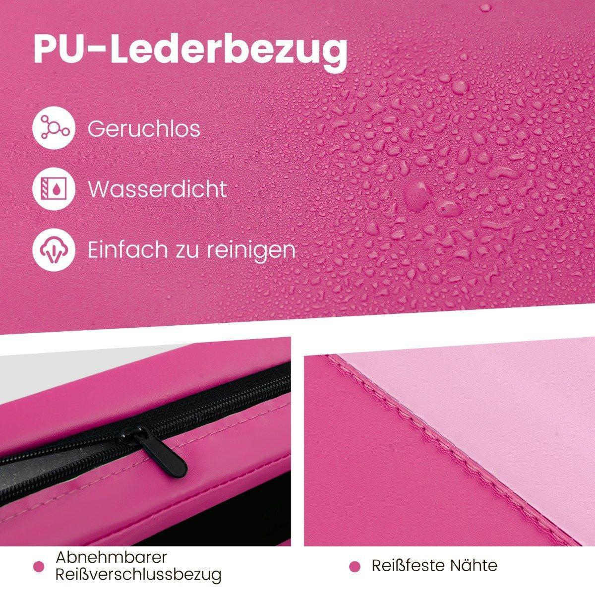 Northio  Tapis de sol souple en simili cuir 300 x 117 x 5 cm avec fermeture grimpante et poignées de transport rose 