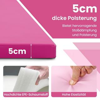 Northio  Tapis de sol souple en simili cuir 300 x 117 x 5 cm avec fermeture grimpante et poignées de transport rose 