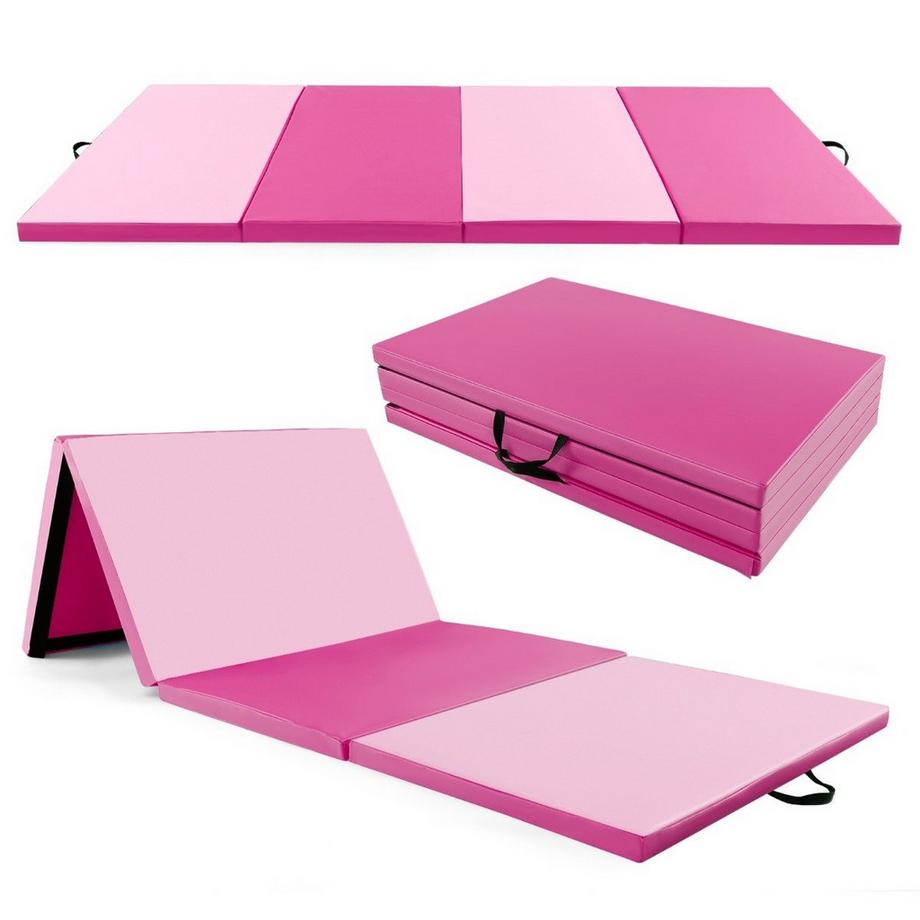 300 x 117 x 5 cm Weichbodenmatte aus Kunstleder mit Kletterverschluss & Tragegriffen Rosa