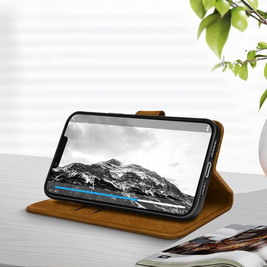 Avizar  Étui iPhone 14 Portefeuille Marron 