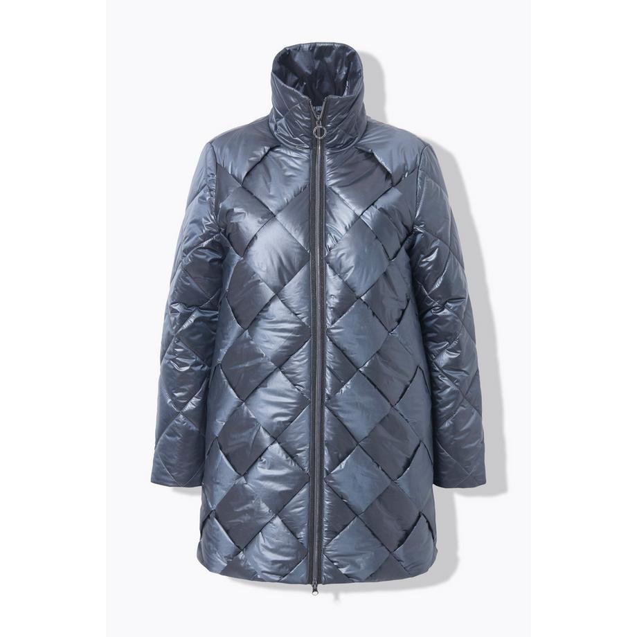 Ulla Popken Steppjacke Flechtoptik Stehkragen Two-Tone-Stepp  
