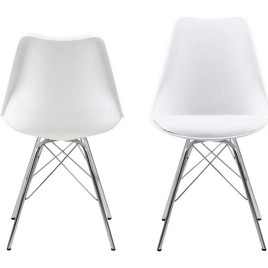 mutoni Sedia da pranzo Giada retro cromo bianco  