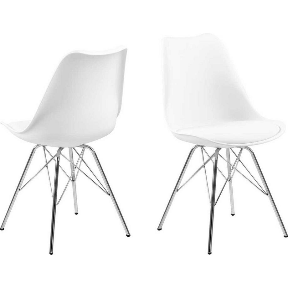Sedia da pranzo Giada retro cromo bianco