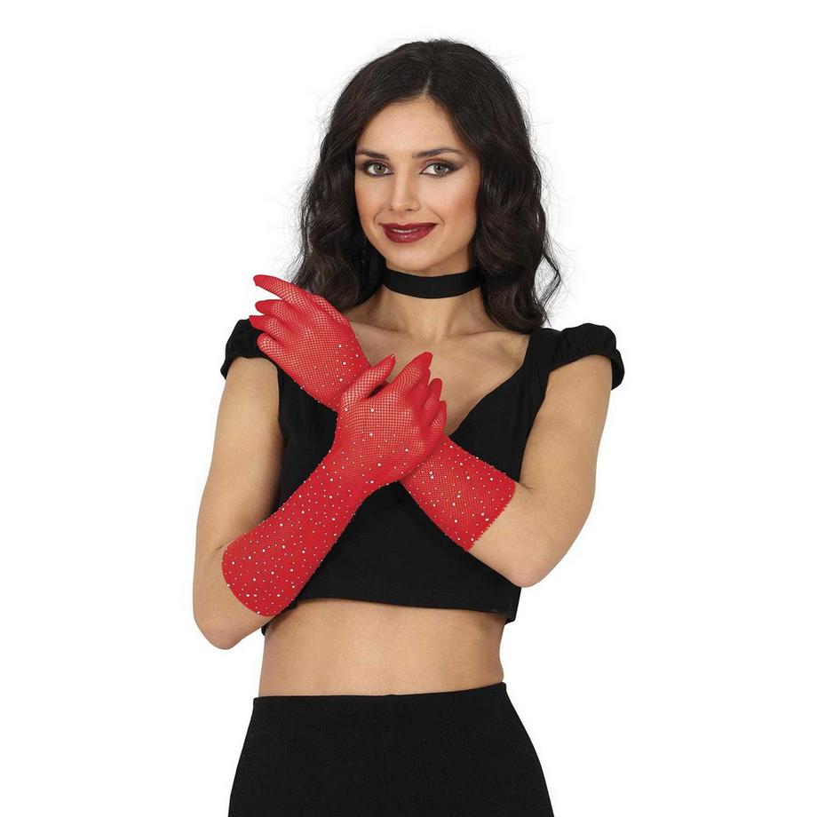 Fiestas Guirca Strass Netzmaterial Handschuhe  