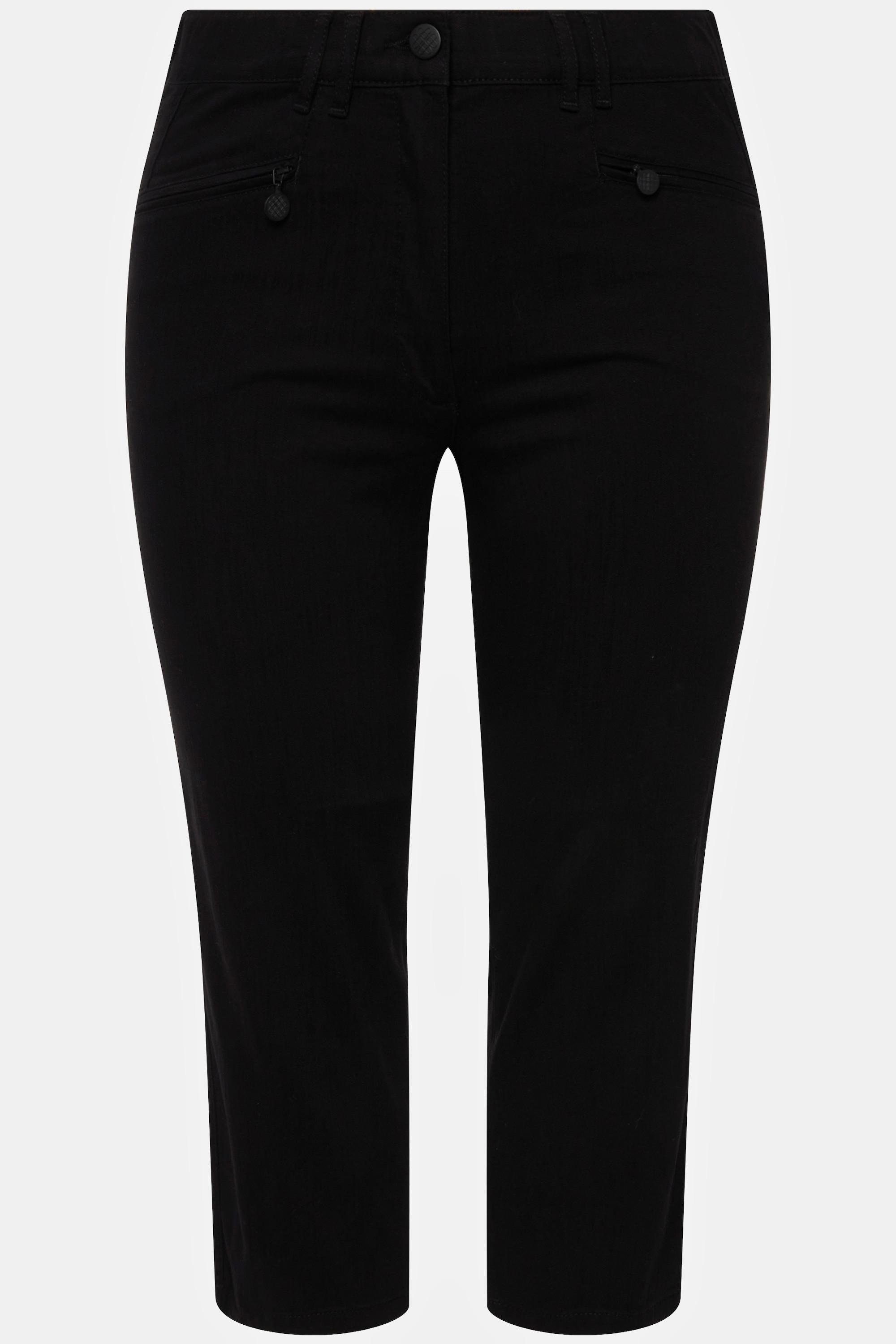 Ulla Popken  Pantalon Mony, longueur au mollet. Poches zippées et tissu stretch 