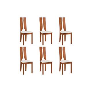 Vente-unique Lot de 6 chaises SILVIA Hêtre massif Merisier  