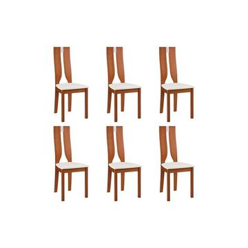 Lot de 6 chaises SILVIA Hêtre massif Merisier