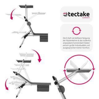 Tectake Bain de soleil Aurelie en aluminium, 6 positions  