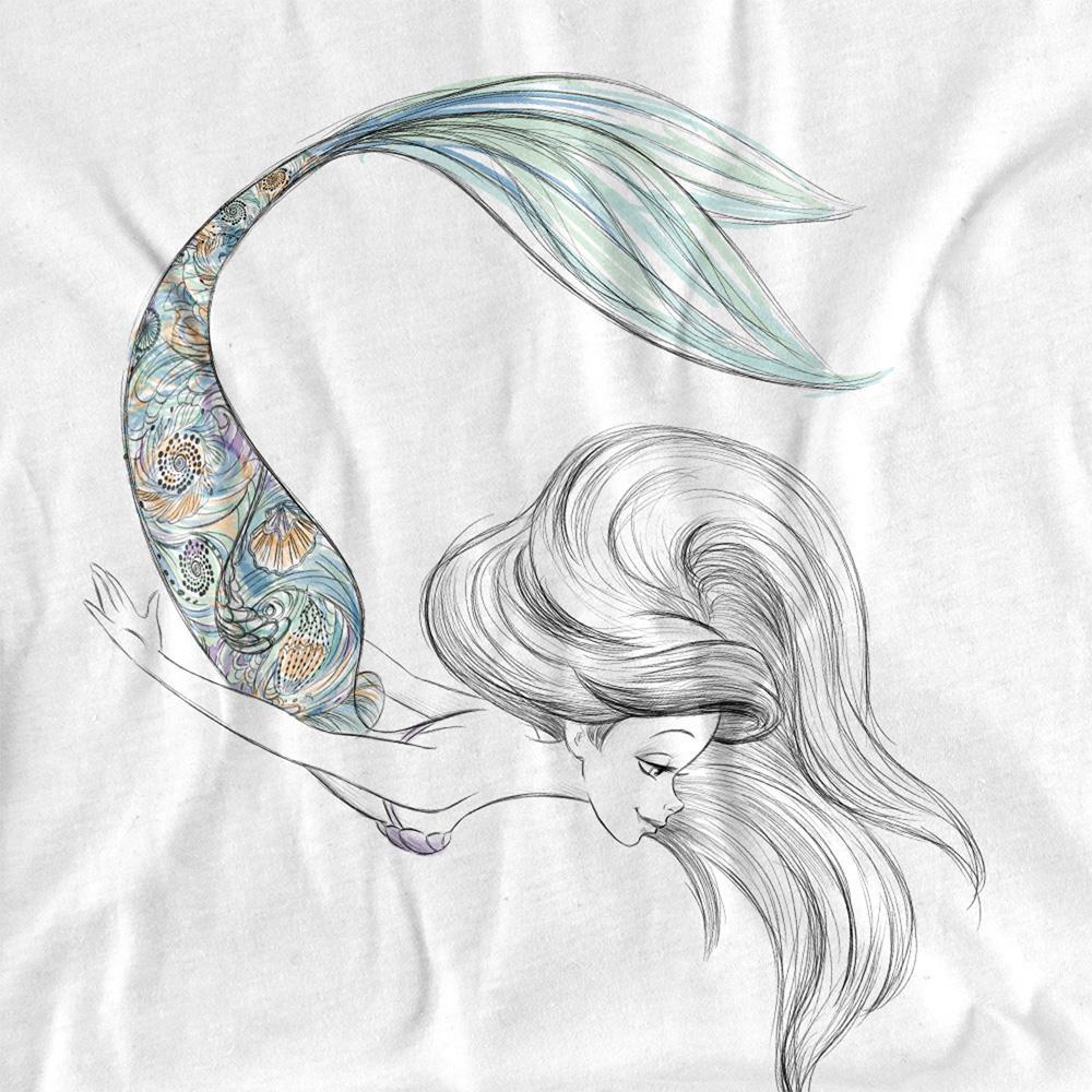 The Little Mermaid T-Shirt Maniche Lunghe Sirena Perlata  