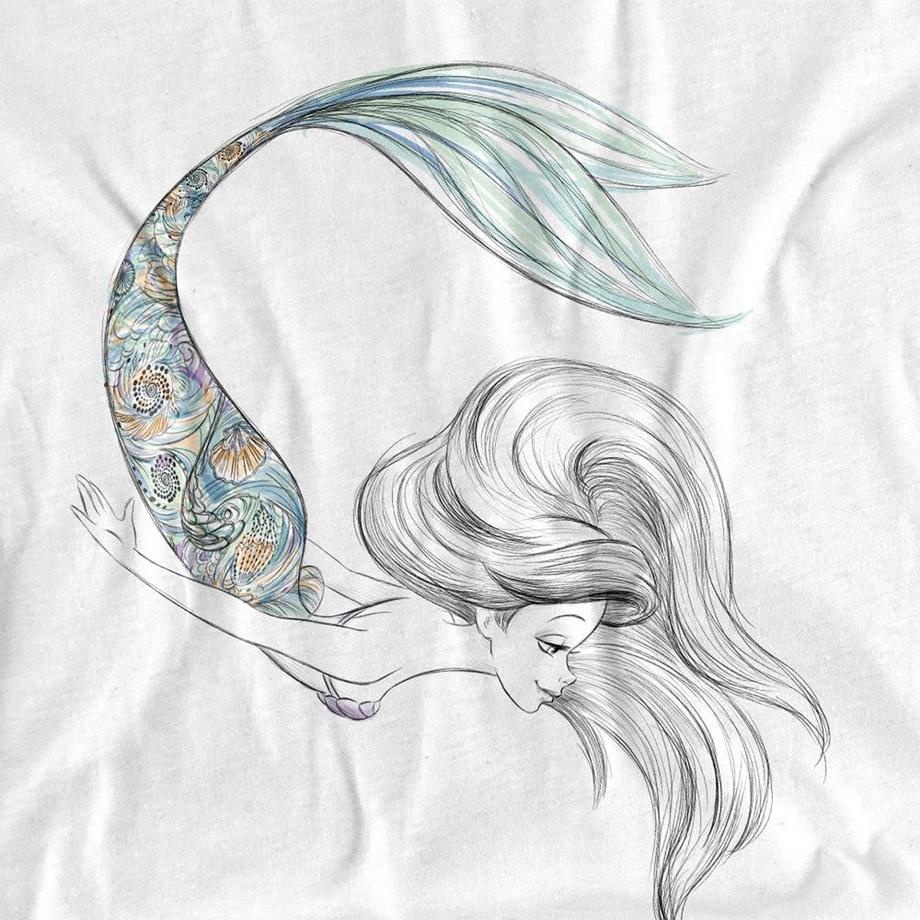 The Little Mermaid T-Shirt Manches Longues Sirène Nacrée  