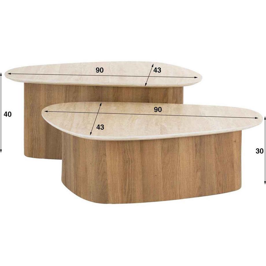 mutoni Couchtisch Romano dreieckig (2er-Set)  