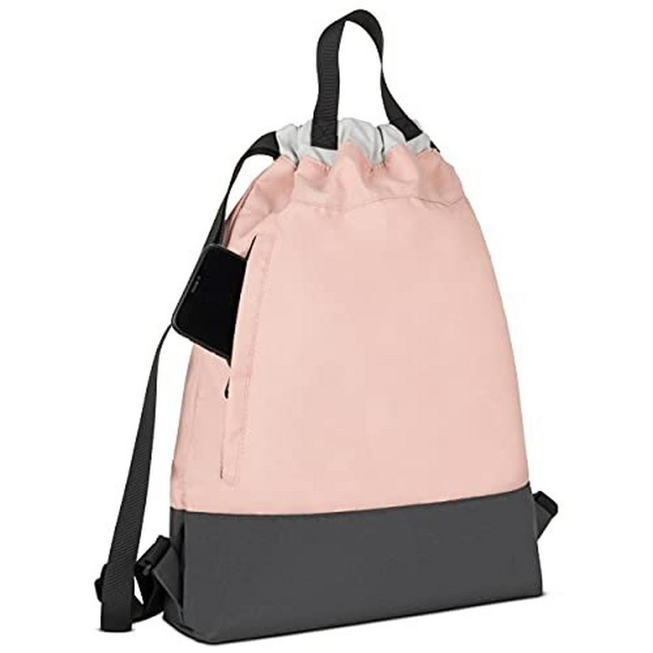 Only-bags.store  Gym Bag Pink Gray - No 7 - Rucksack für Sport und Festival - Tasche Rucksack klein mit Innentasche 