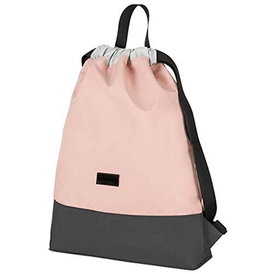 Only-bags.store  Gym Bag Pink Gray - No 7 - Rucksack für Sport und Festival - Tasche Rucksack klein mit Innentasche 