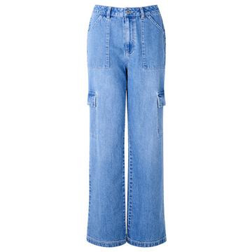 Cargo-Jeans mit hoher Taille