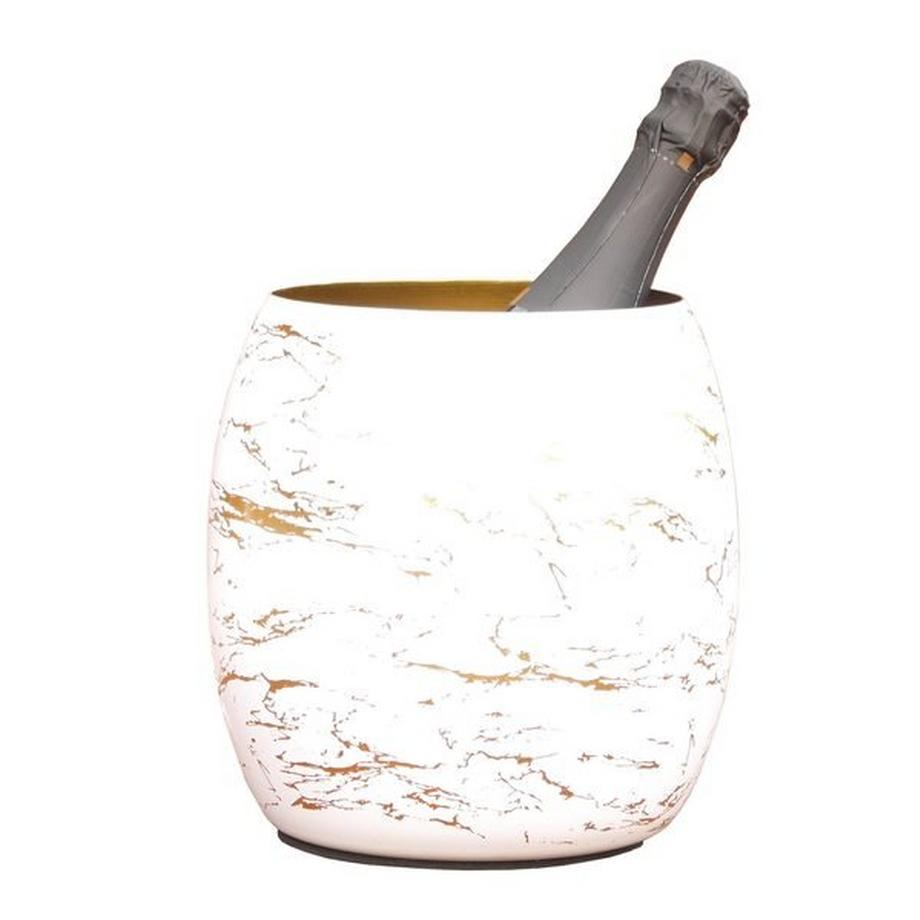 Blue Chilli Secchiello per vino e champagne in acciaio inox, design marmo bianco e oro  