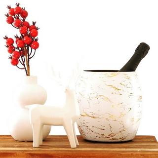 Blue Chilli Secchiello per vino e champagne in acciaio inox, design marmo bianco e oro  