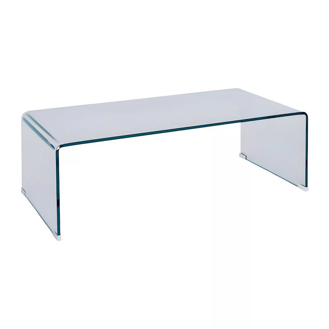 Vente-unique - Table basse en verre trempé courbé - Transparent - alonzo
