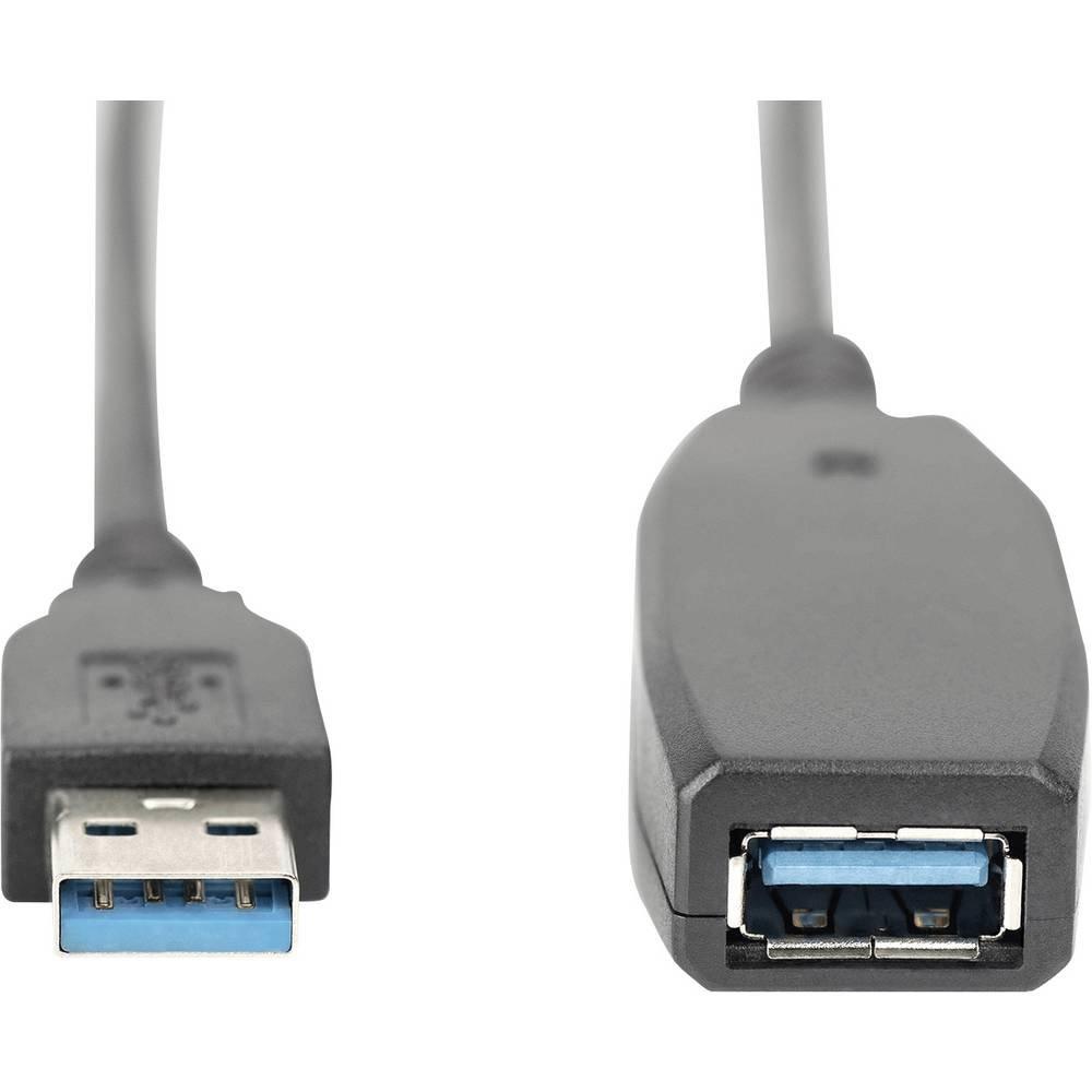 Digitus  USB-Kabel USB 3.2 Gen1 (USB 3.0 / USB 3.1 Gen1) USB-A Stecker, USB-A Buchse 15.00 m Schwarz Geschirmt 