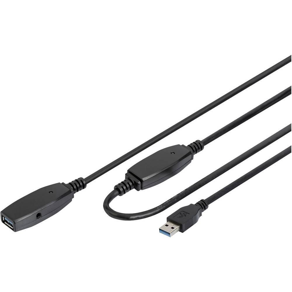 Digitus  USB-Kabel USB 3.2 Gen1 (USB 3.0 / USB 3.1 Gen1) USB-A Stecker, USB-A Buchse 15.00 m Schwarz Geschirmt 