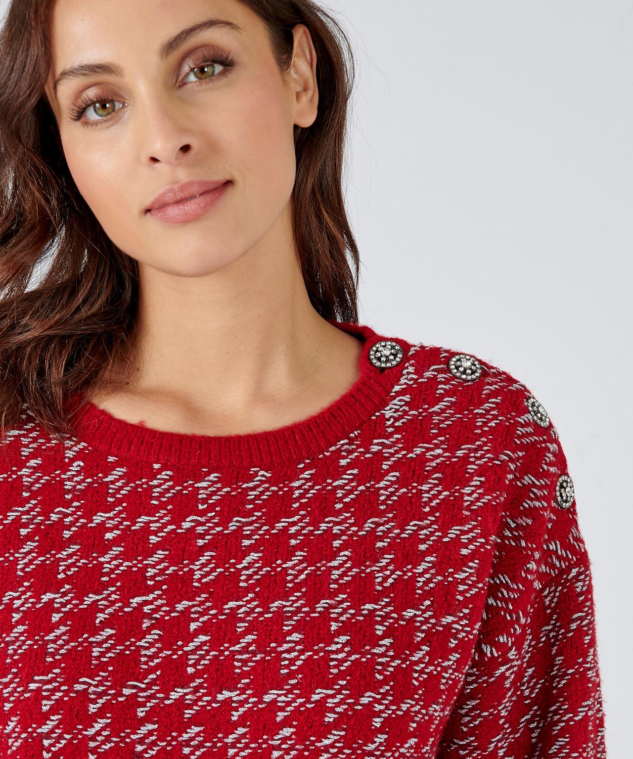 Damart  Jacquard-Pullover mit grafischem Dessin Rundhalsausschnitt, Langer Arm 