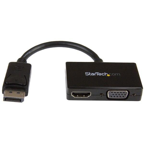 STARTECH.COM  StarTech.com Adaptateur audio / vidéo de voyage - Convertisseur 2-en-1 DisplayPort vers HDMI ou VGA - Noir 