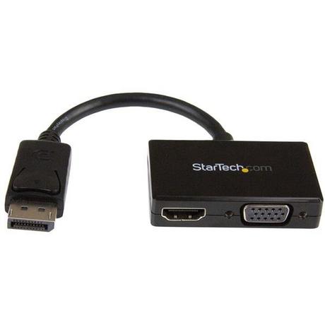 STARTECH.COM  StarTech.com Adaptateur audio / vidéo de voyage - Convertisseur 2-en-1 DisplayPort vers HDMI ou VGA - Noir 